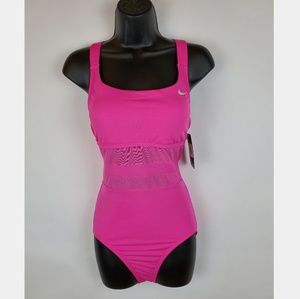 Nike pink mesh one piece swim suit medium